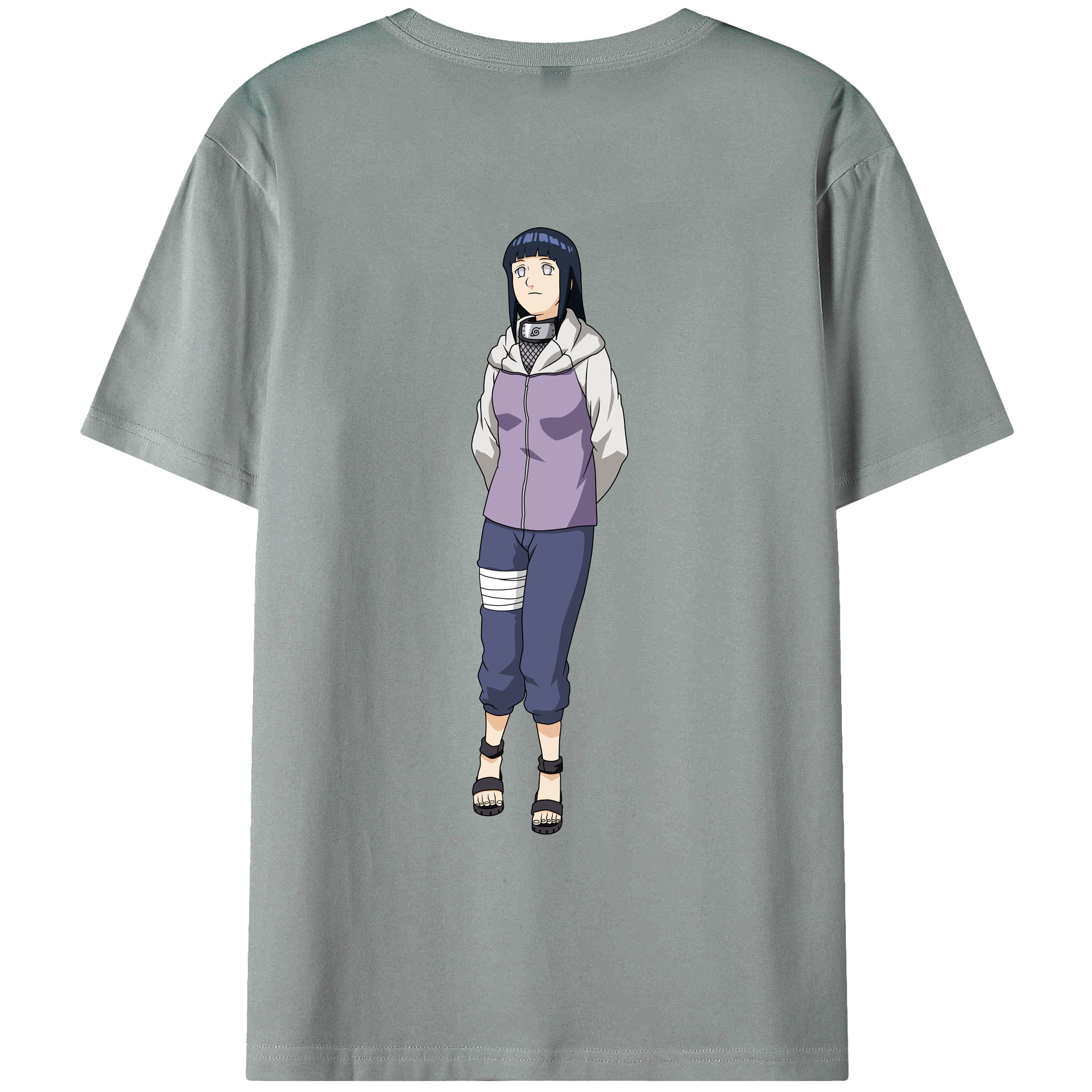 （画像用） NARUTO -ナルト- 日向ヒナタ Hyūga Hinata 綿100％ メンズ半袖Tシャツ（バックプリント） 通気性